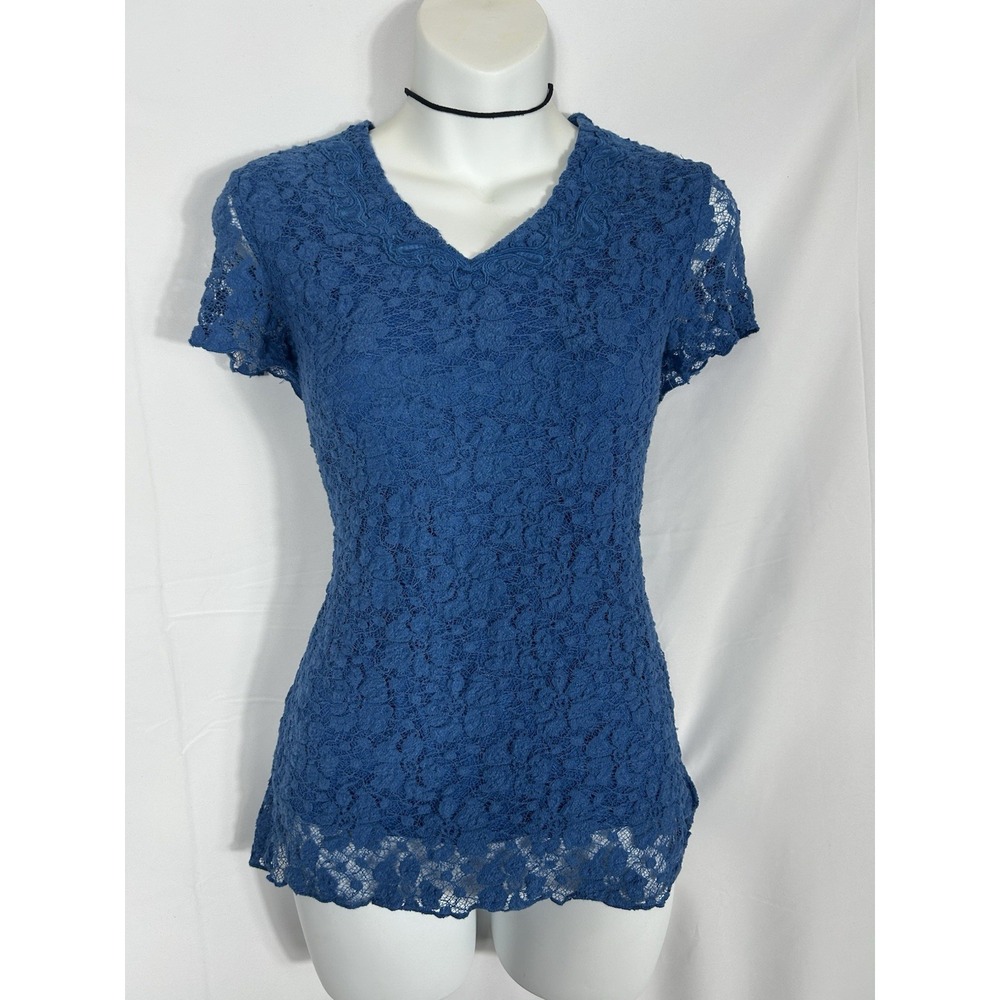 Coldwater Creek Womens Y2K Fitted Lace Mesh Top Size S 90s Fairy Grunge Feminine